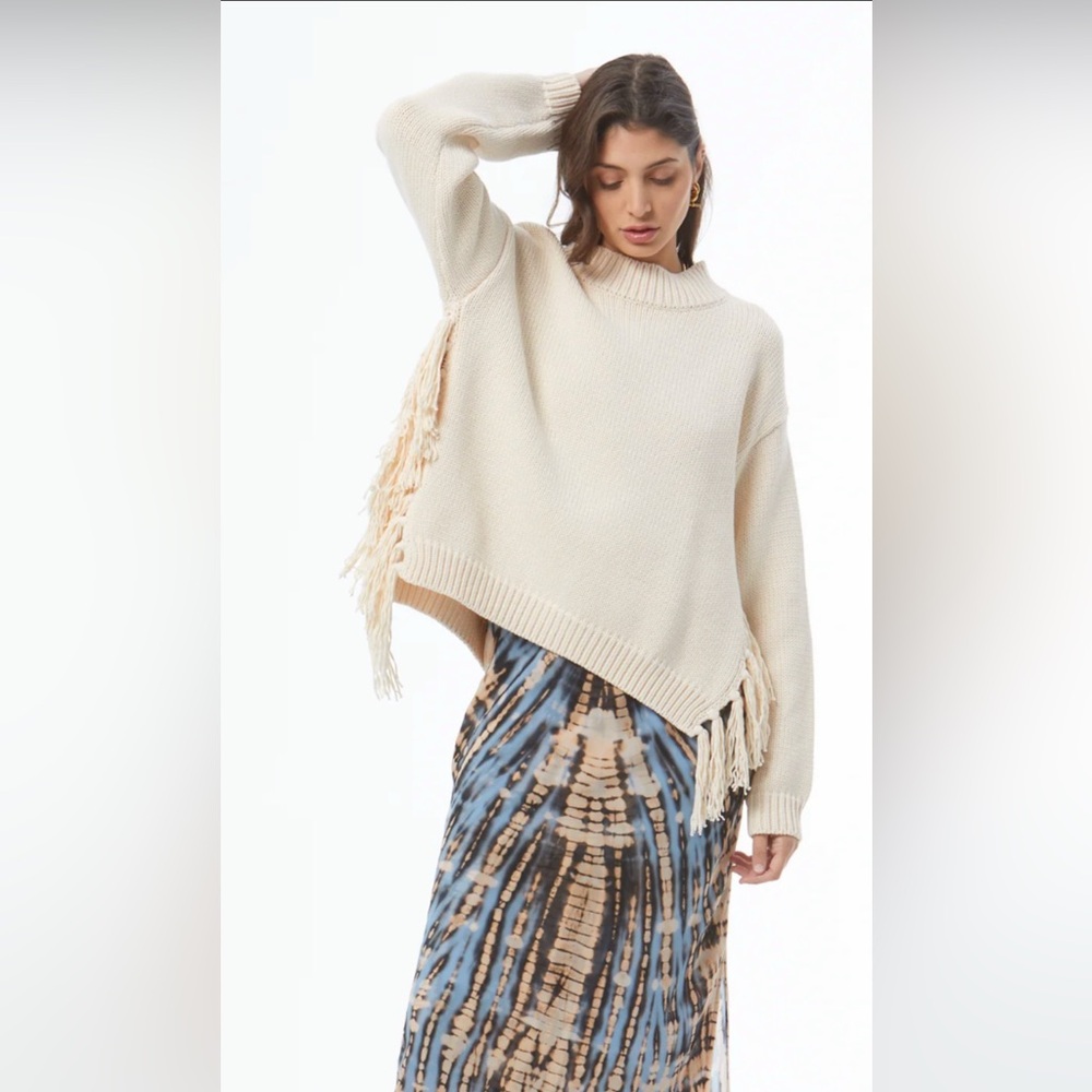 Brand New Never Been worn Young Fabulous & Broke fringe sweater in color cream - Picture 5 of 10